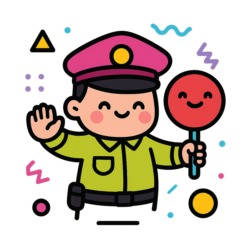 Illustration of Police halt with stop sign