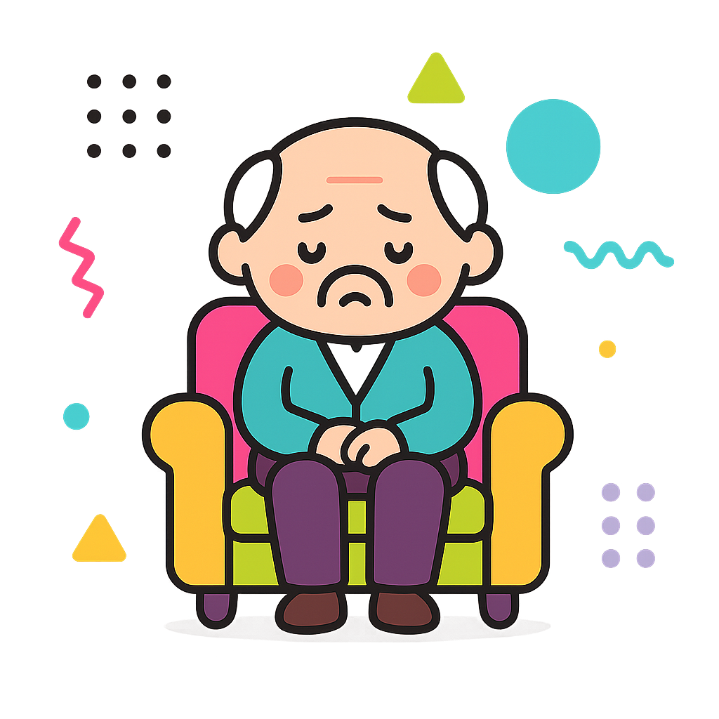 Illustration of Elderly man waiting armchair